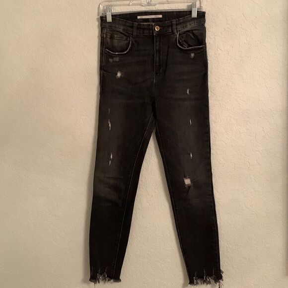 Zara Trafaluc High Rise Distressed Skinny Denim Size 38EU / 6US - Picture 1 of 11